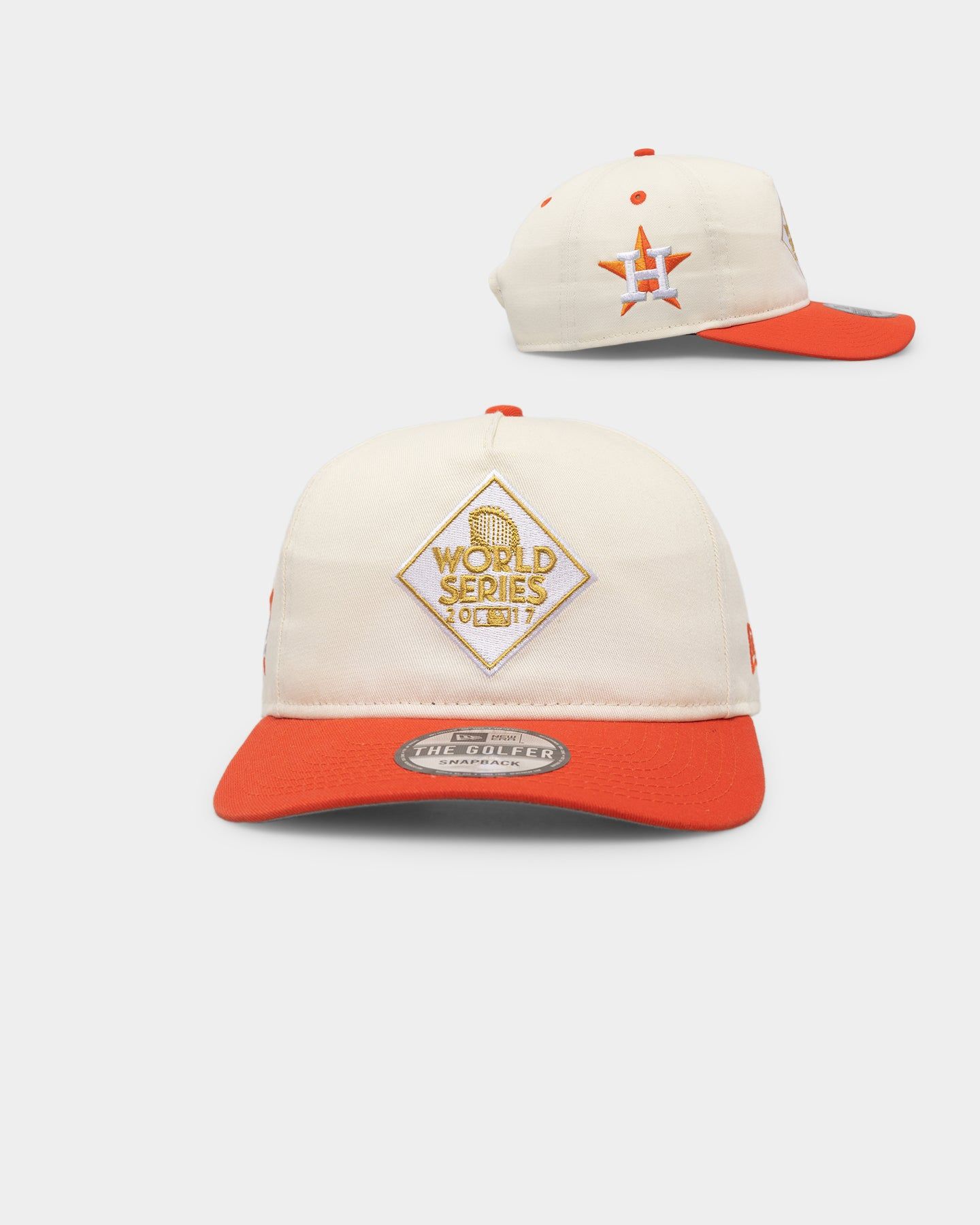 New Era Houston Astros '2010's World Series Through The Decades' 2017 World Series Golfer Snapback Chrome White sold by Culture Kings