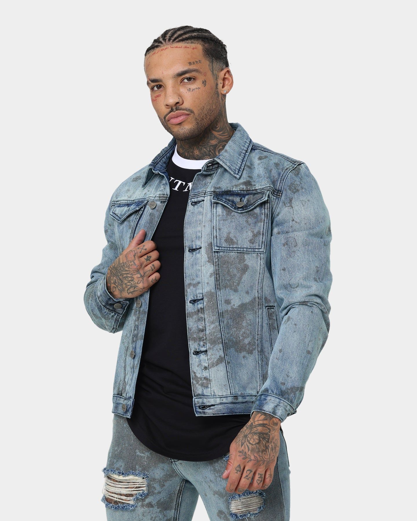 Saint Morta Acid Jean Jacket Blue/Black sold by Culture Kings