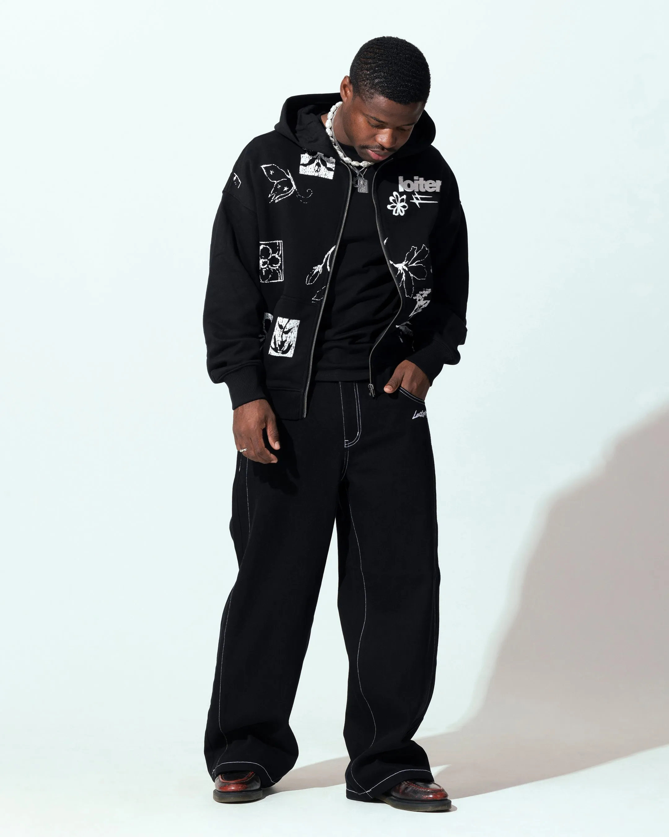 Loiter Flower Bed Zip Hoodie Black sold by Culture Kings product image thumbnail 3