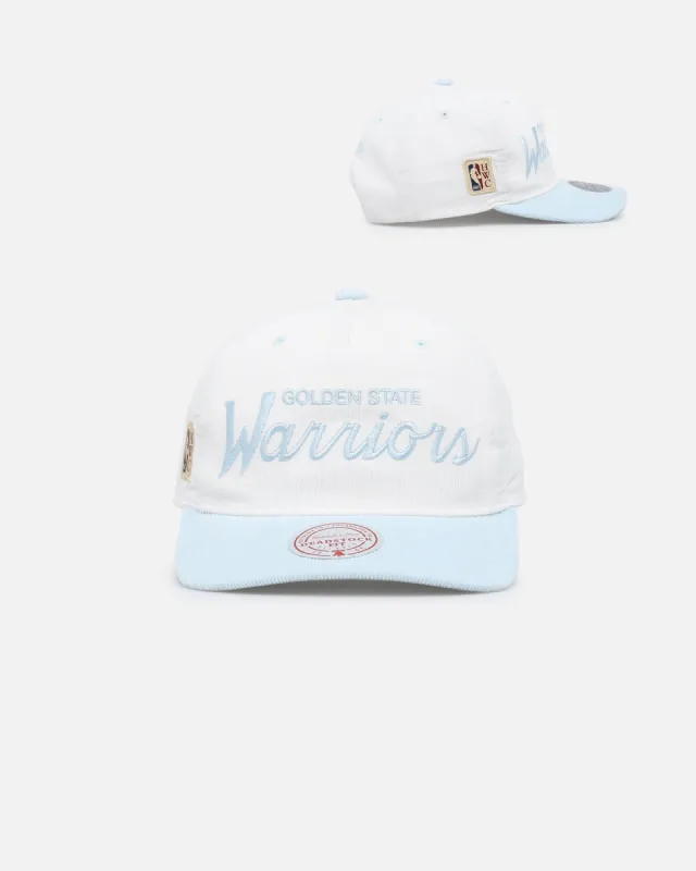 Mitchell & Ness Golden State Warriors 'Pastel Corduroy' Deadstock Snapback White Cream/Blue sold by Culture Kings