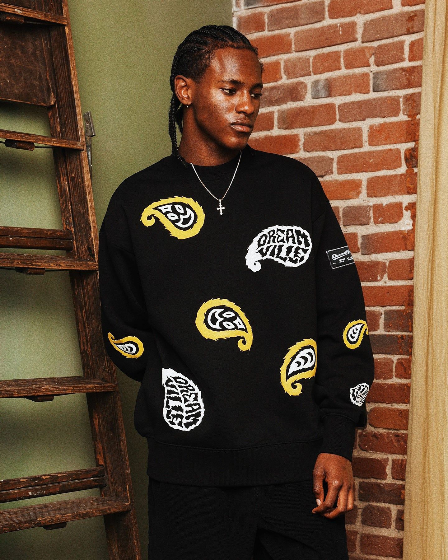 Dreamville Paisley Crewneck Black sold by Culture Kings