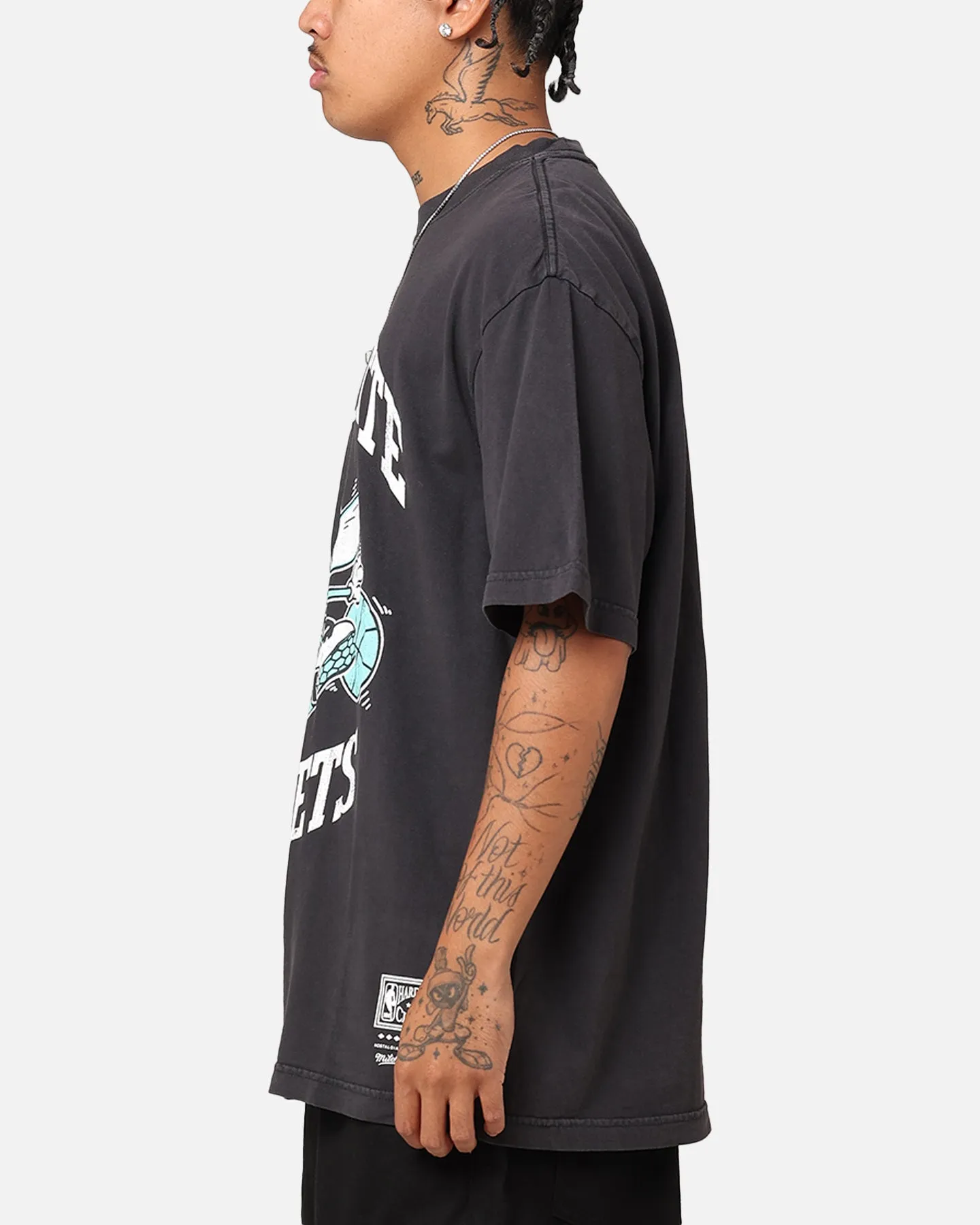 Mitchell & Ness Charlotte Hornets Ice Blue Logo T-Shirt Faded Black sold by Culture Kings product image thumbnail 5
