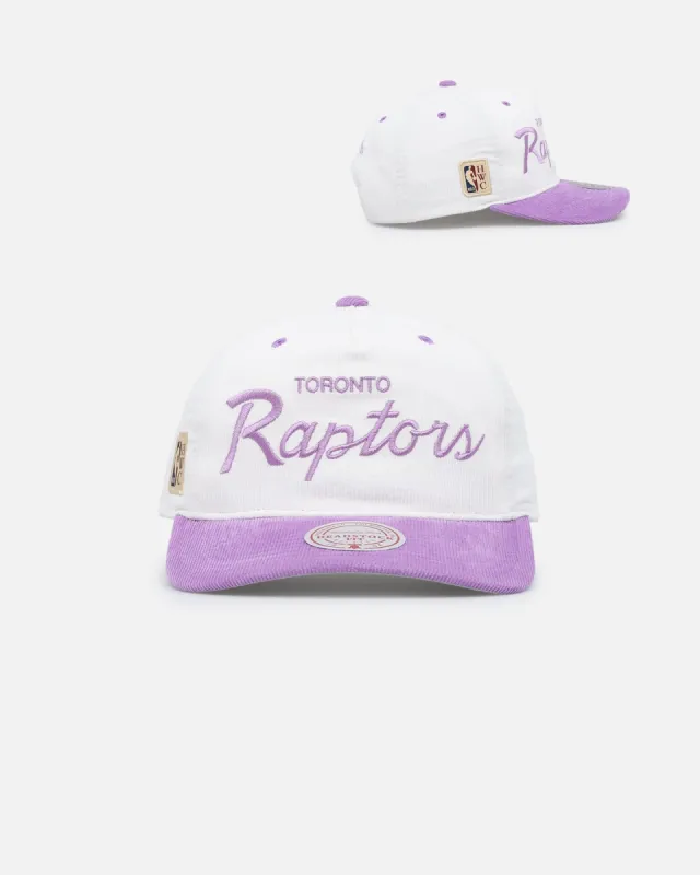 Mitchell & Ness Toronto Raptors 'Pastel Corduroy' Deadstock Snapback White Cream/Purple sold by Culture Kings