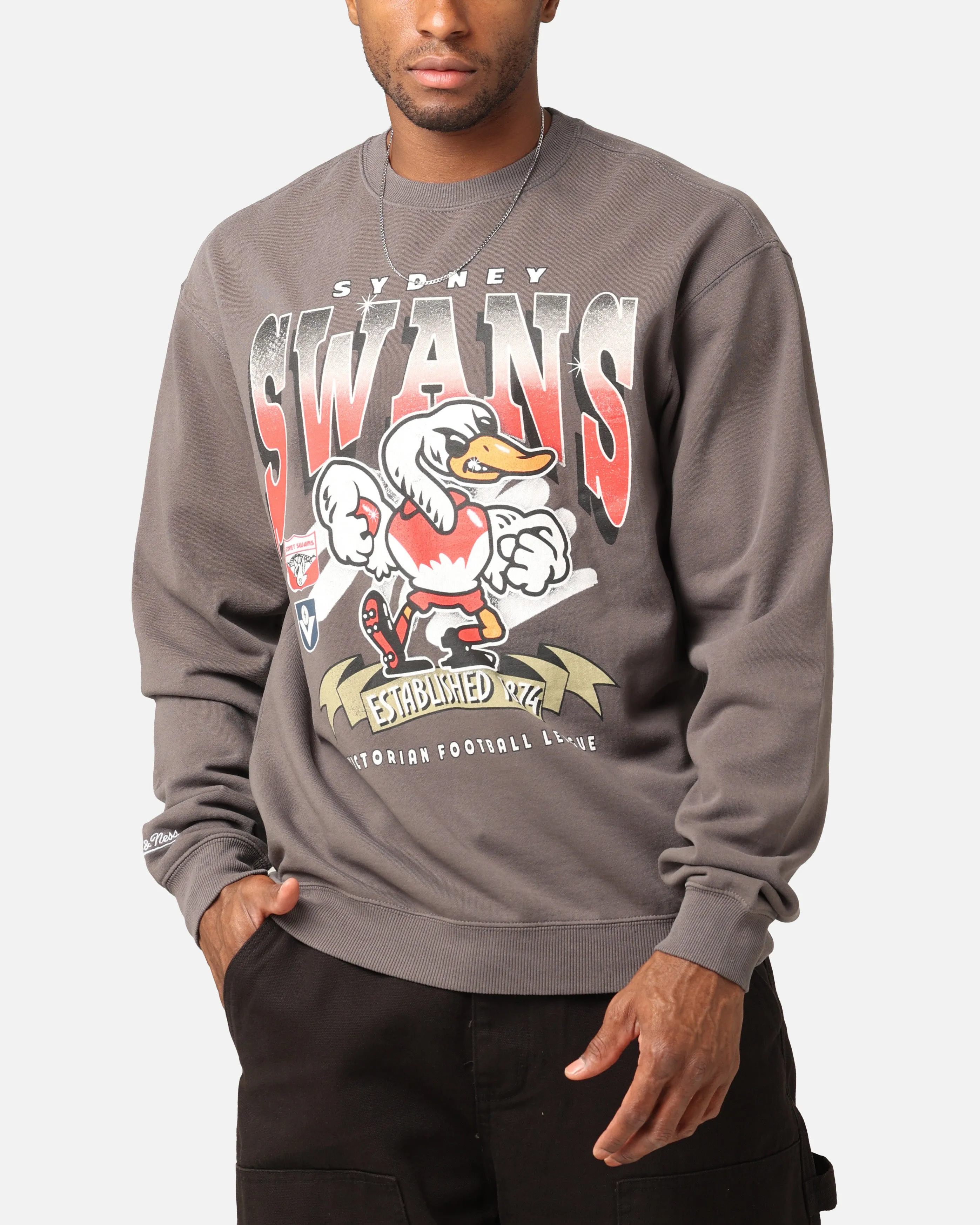 Mitchell & Ness Sydney Swans Character Crewneck Faded Black sold by Culture Kings