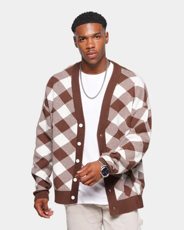 XXIII Noah Gingham Cardigan Brown/White sold by Culture Kings