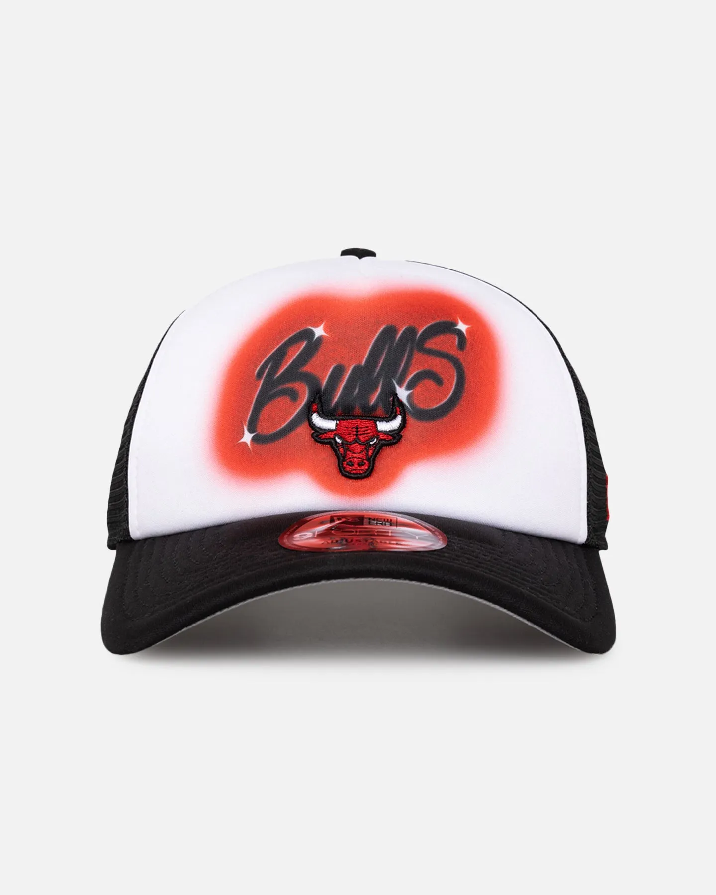 New Era Chicago Bulls 'Airbrush' 9FORTY A-Frame Trucker Snapback White/OTC sold by Culture Kings