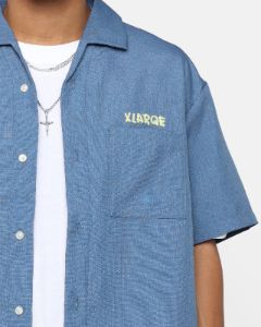 X-Large Drawing OG Open Collar T-Shirt Blue sold by Culture Kings