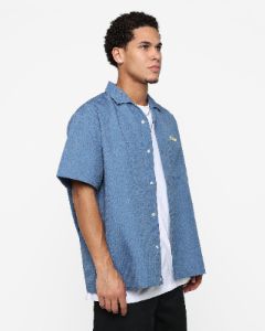 X-Large Drawing OG Open Collar T-Shirt Blue sold by Culture Kings