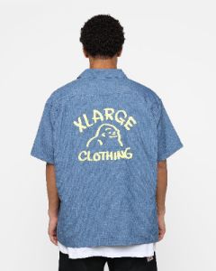 X-Large Drawing OG Open Collar T-Shirt Blue sold by Culture Kings