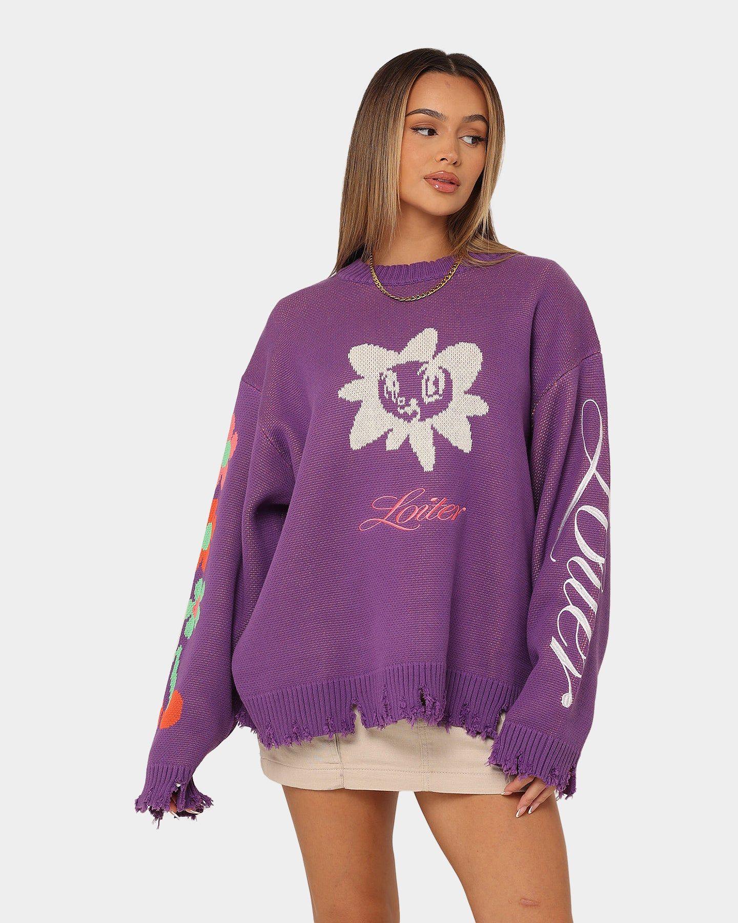 Loiter Flower Boi Knit Sweater Lilac sold by Culture Kings