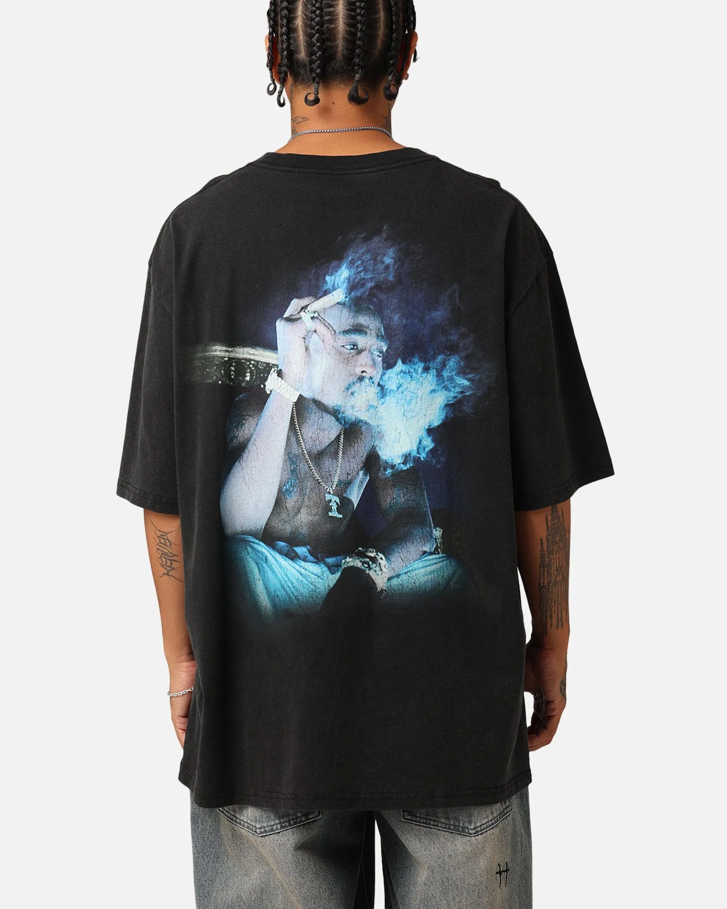 Tupac Blue Smoke T-Shirt Washed Black sold by Culture Kings product image thumbnail 3