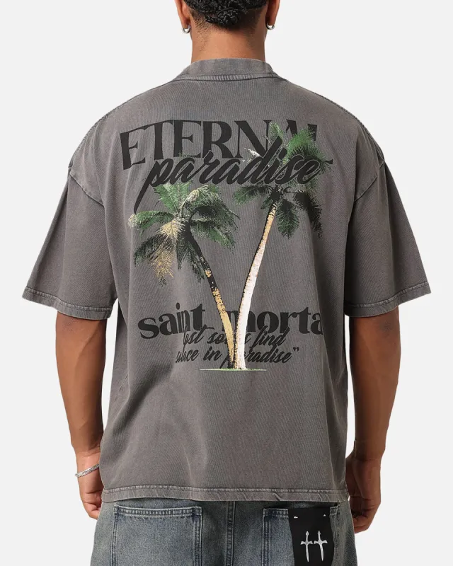 Saint Morta Paradise Mock Neck T-Shirt Washed Charcoal made by Culture Kings