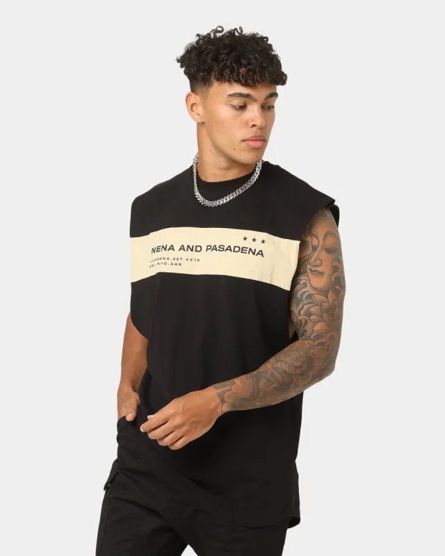 Nena and Pasadena Overthrown Scoop Back Muscle T-shirt Jet Black sold by Culture Kings