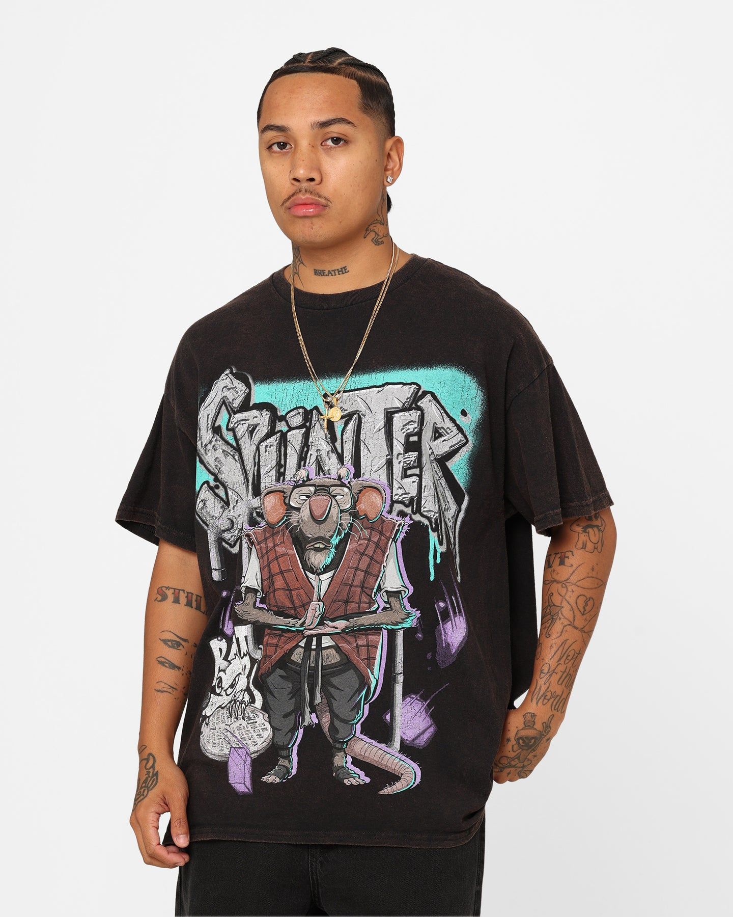 Goat Crew X Teenage Mutant Ninja Turtles Splinter Vintage T-Shirt Black Wash sold by Culture Kings