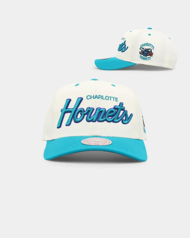 Mitchell & Ness Charlotte Hornets Team Script OG Snapback Vintage Cream sold by Culture Kings