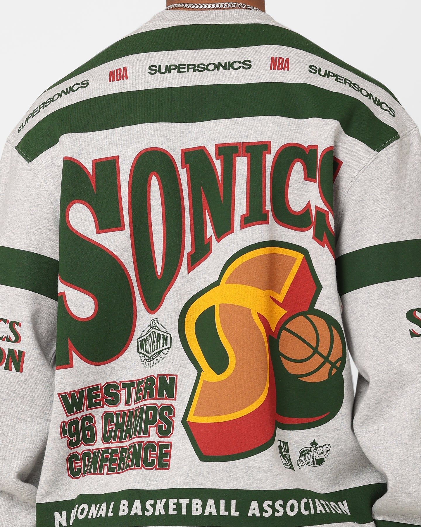 Mitchell & Ness Seattle SuperSonics League Crewneck Grey Marle sold by Culture Kings product image thumbnail 5
