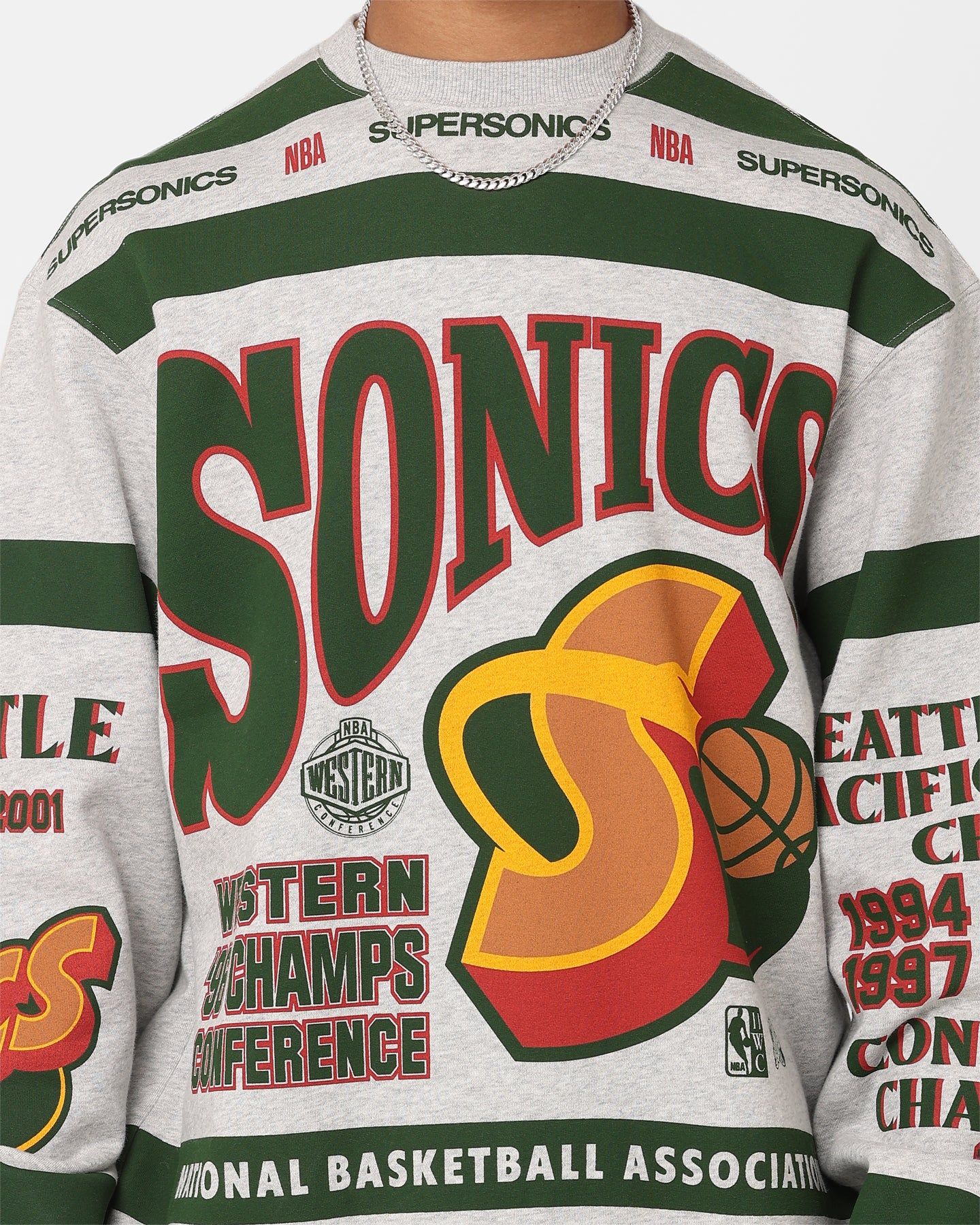 Mitchell & Ness Seattle SuperSonics League Crewneck Grey Marle sold by Culture Kings product image thumbnail 4