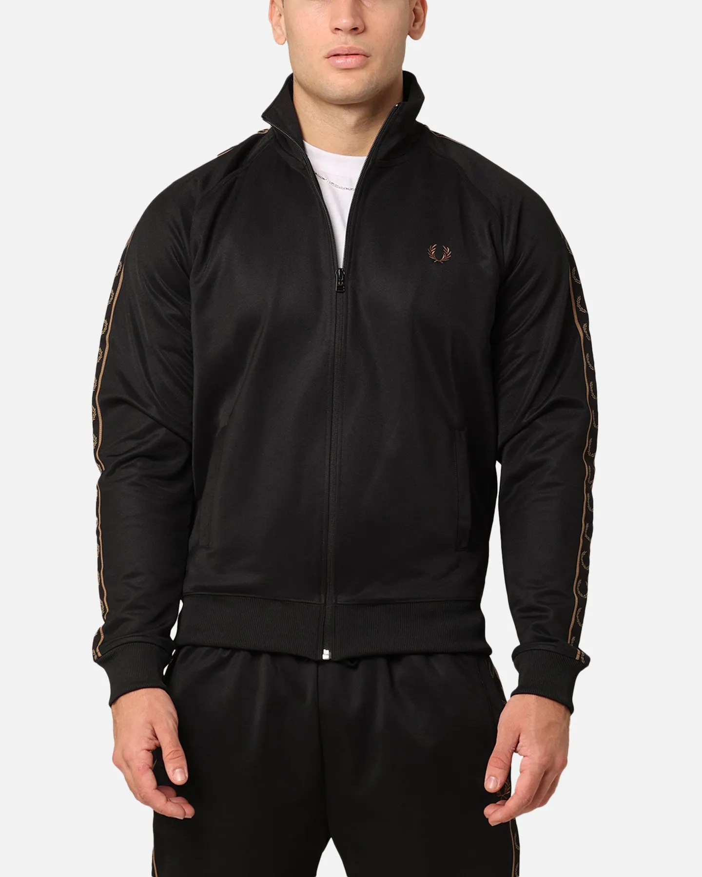 Fred Perry Contrast Tape Track Jacket Black/Stone sold by Culture Kings