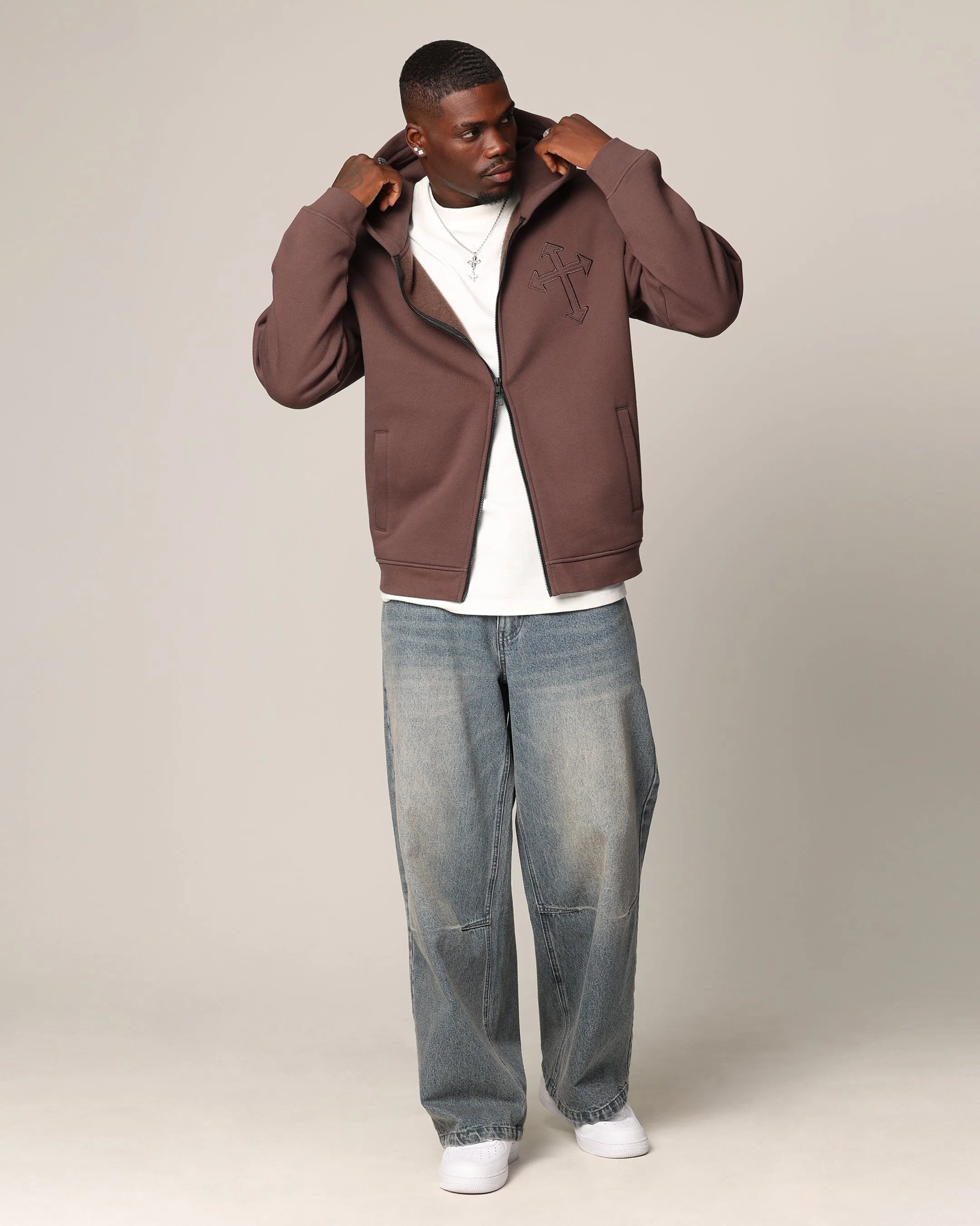 Saint Morta Sorrows Zip Hoodie Chocolate sold by Culture Kings product image thumbnail 4