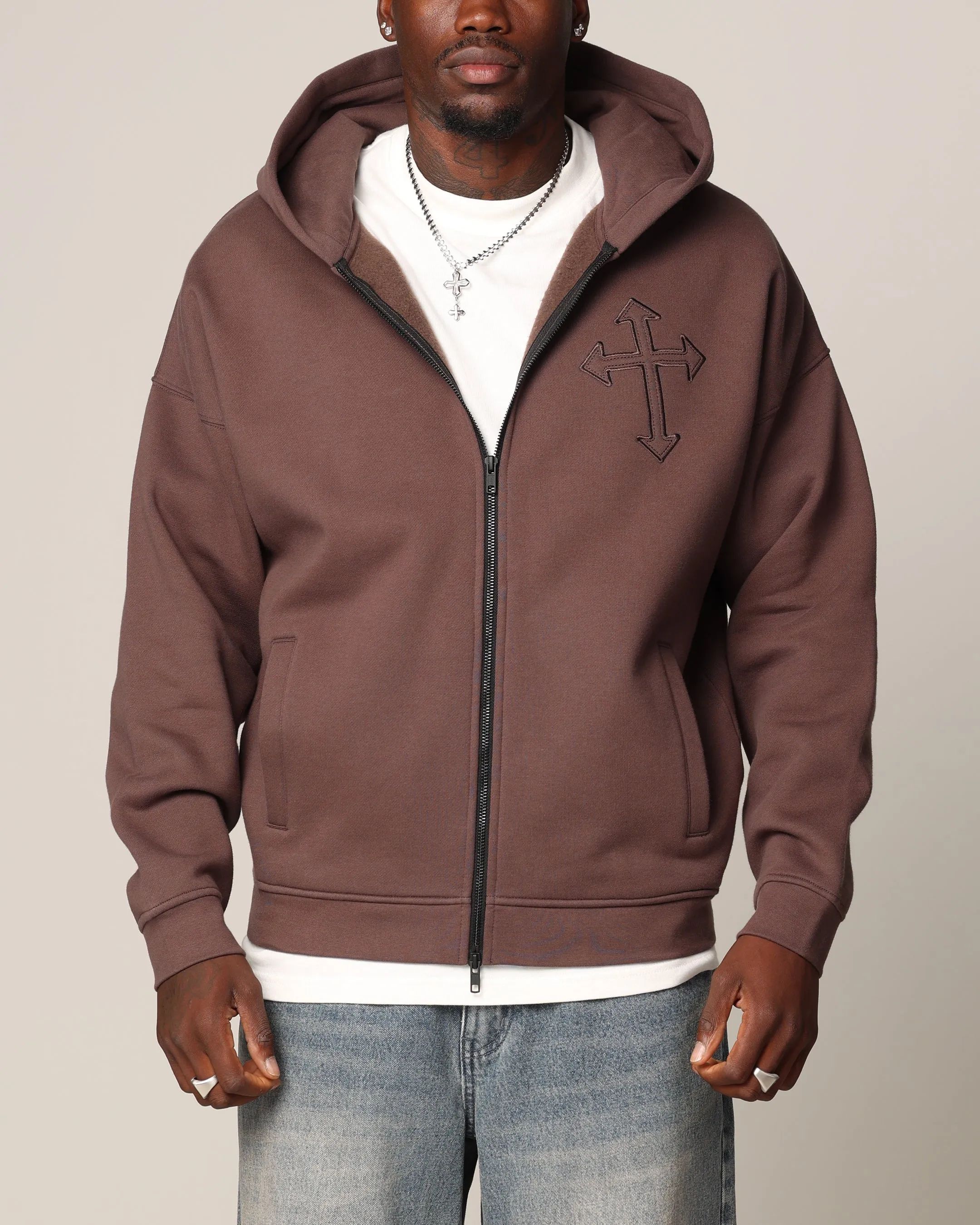 Saint Morta Sorrows Zip Hoodie Chocolate sold by Culture Kings product image thumbnail 2