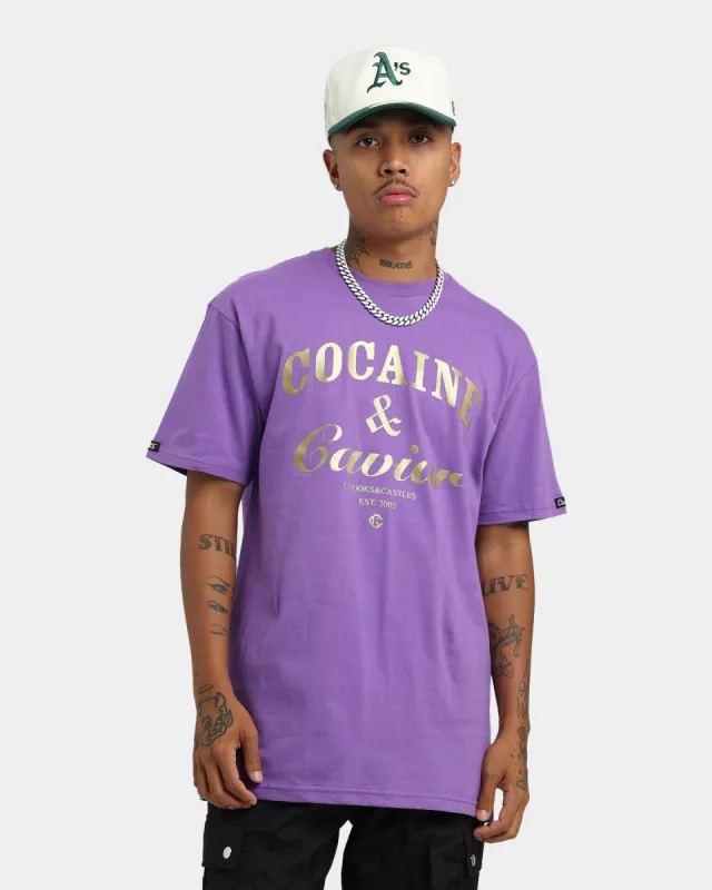 Crooks & Castles Cocaine & Caviar Short Sleeve T-Shirt Purple sold by Culture Kings