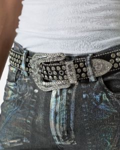 MNML All Over Rhinestone Studded Belt Black sold by Culture Kings