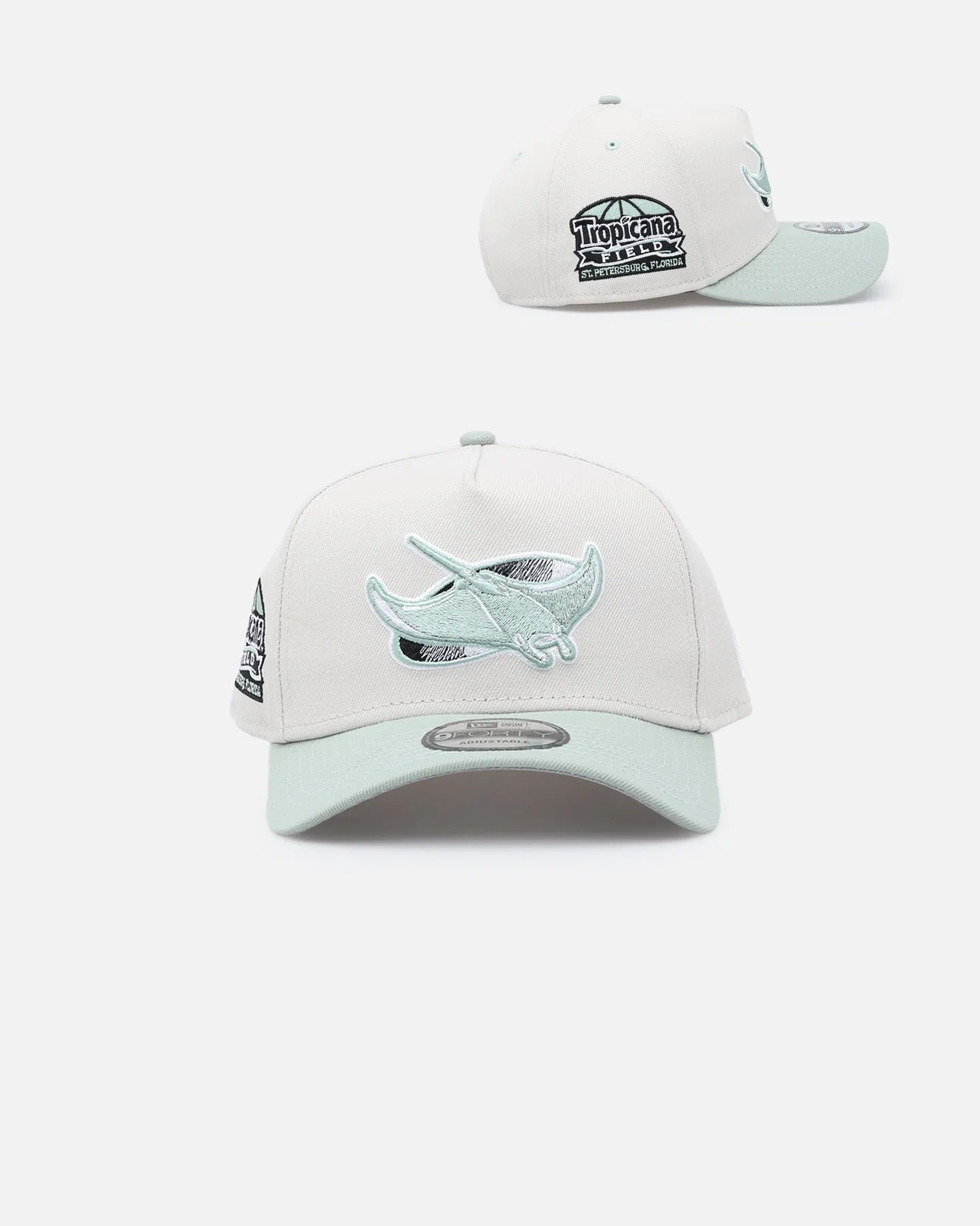 New Era Tampa Bay Devil Rays 'Sea Glass' 9FORTY A-Frame Snapback Stone/Green sold by Culture Kings