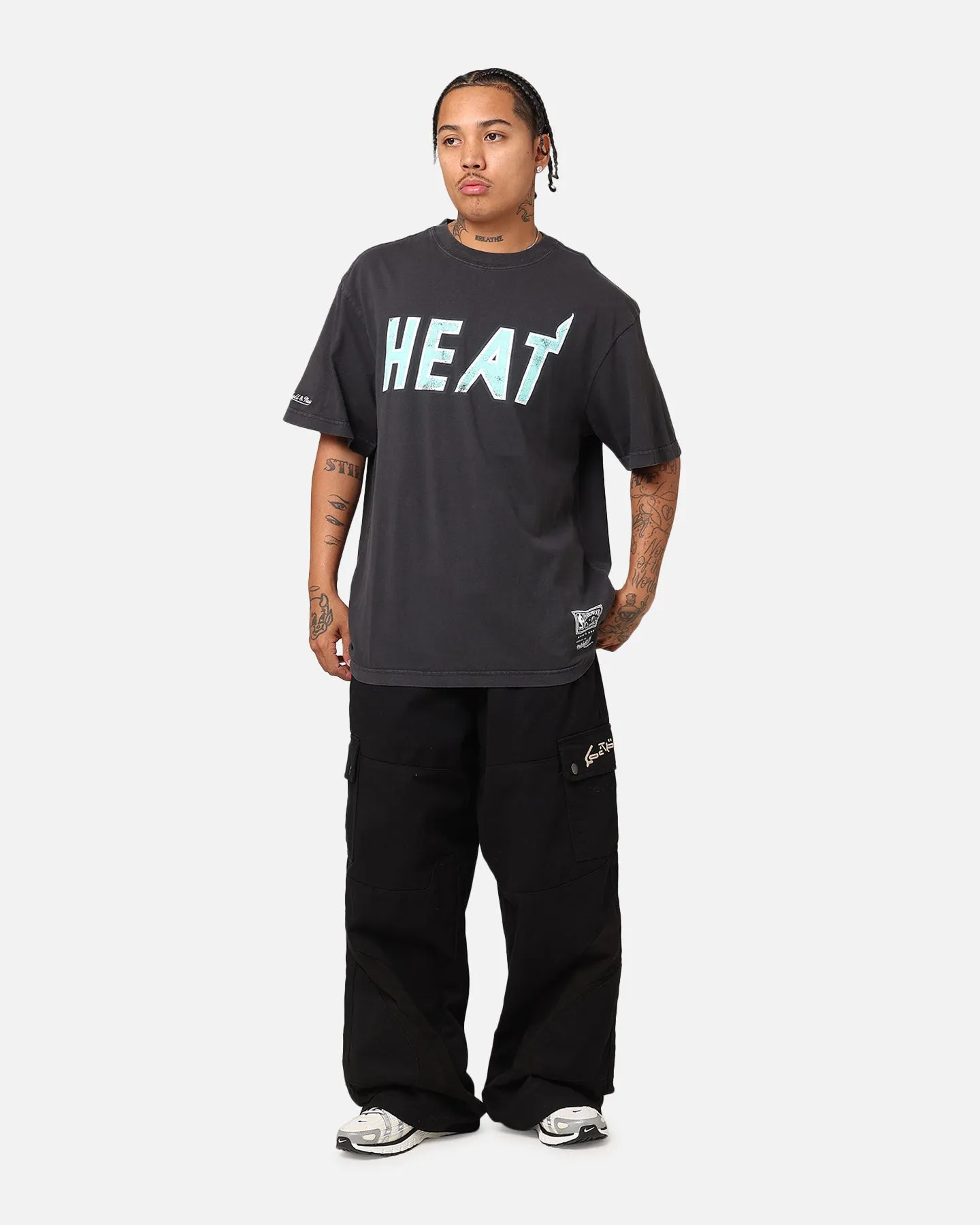 Mitchell & Ness Miami Heat Ice Blue Logo T-Shirt Faded Black sold by Culture Kings product image thumbnail 2