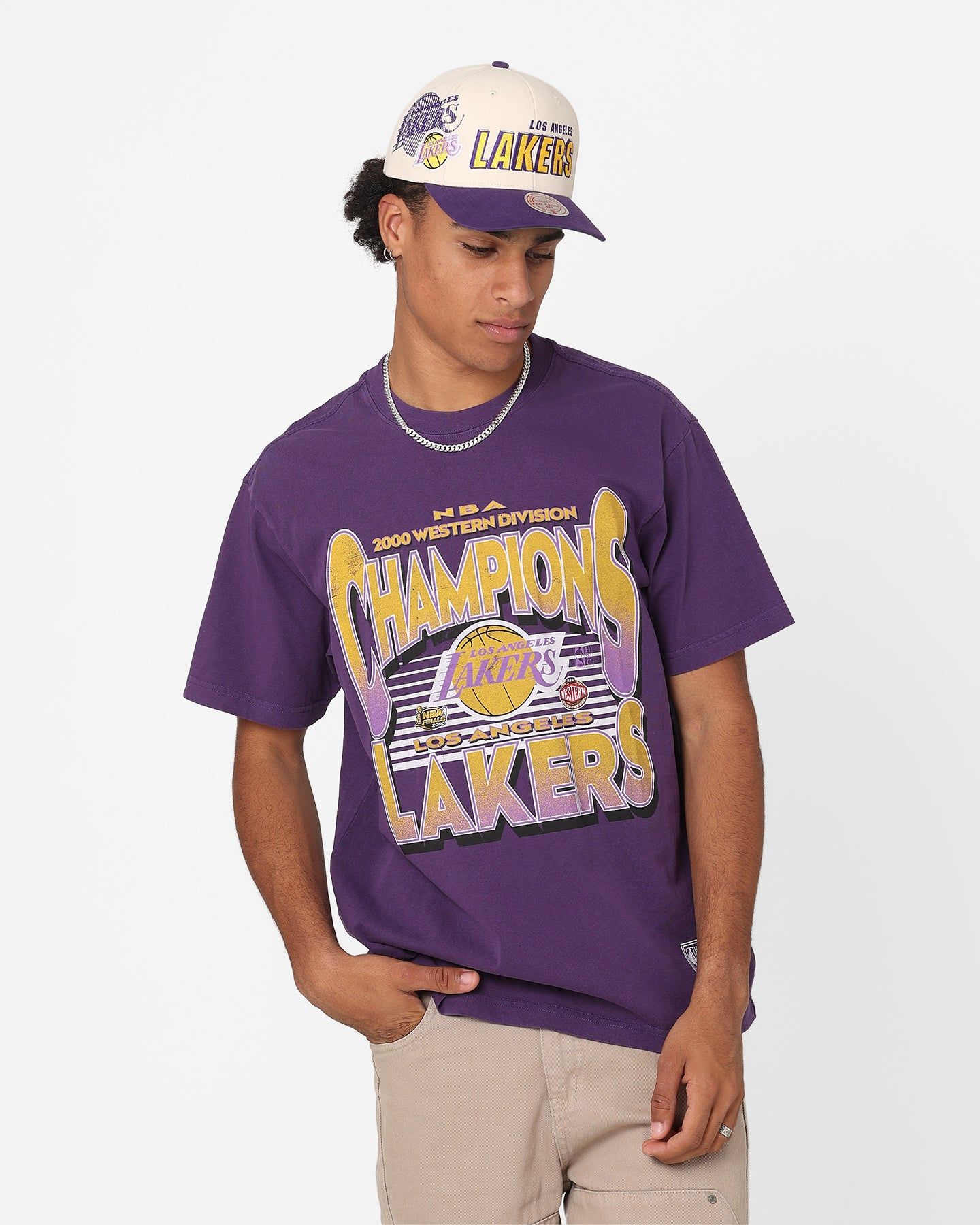 Mitchell & Ness Los Angeles Lakers NBA Champs T-Shirt Dark Purple sold by Culture Kings