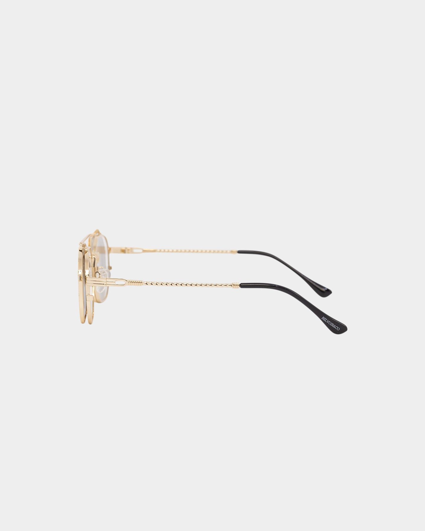 Belvoir & Co Ramar Flip Sunglasses Gold/Black sold by Culture Kings product image thumbnail 4