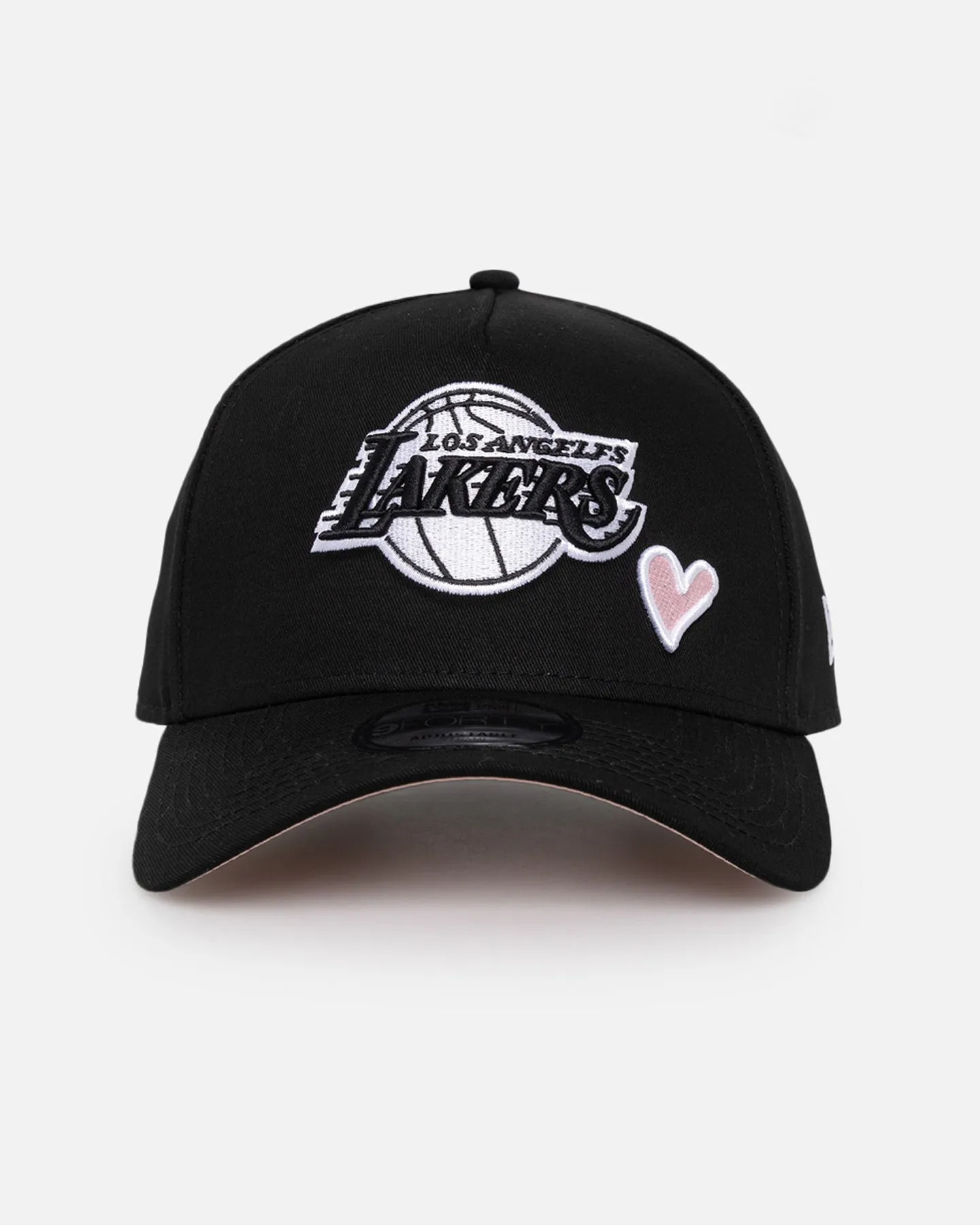 New Era Los Angeles Lakers 'Pink Satin Hearts' 9FORTY A-Frame Snapback Black/White sold by Culture Kings