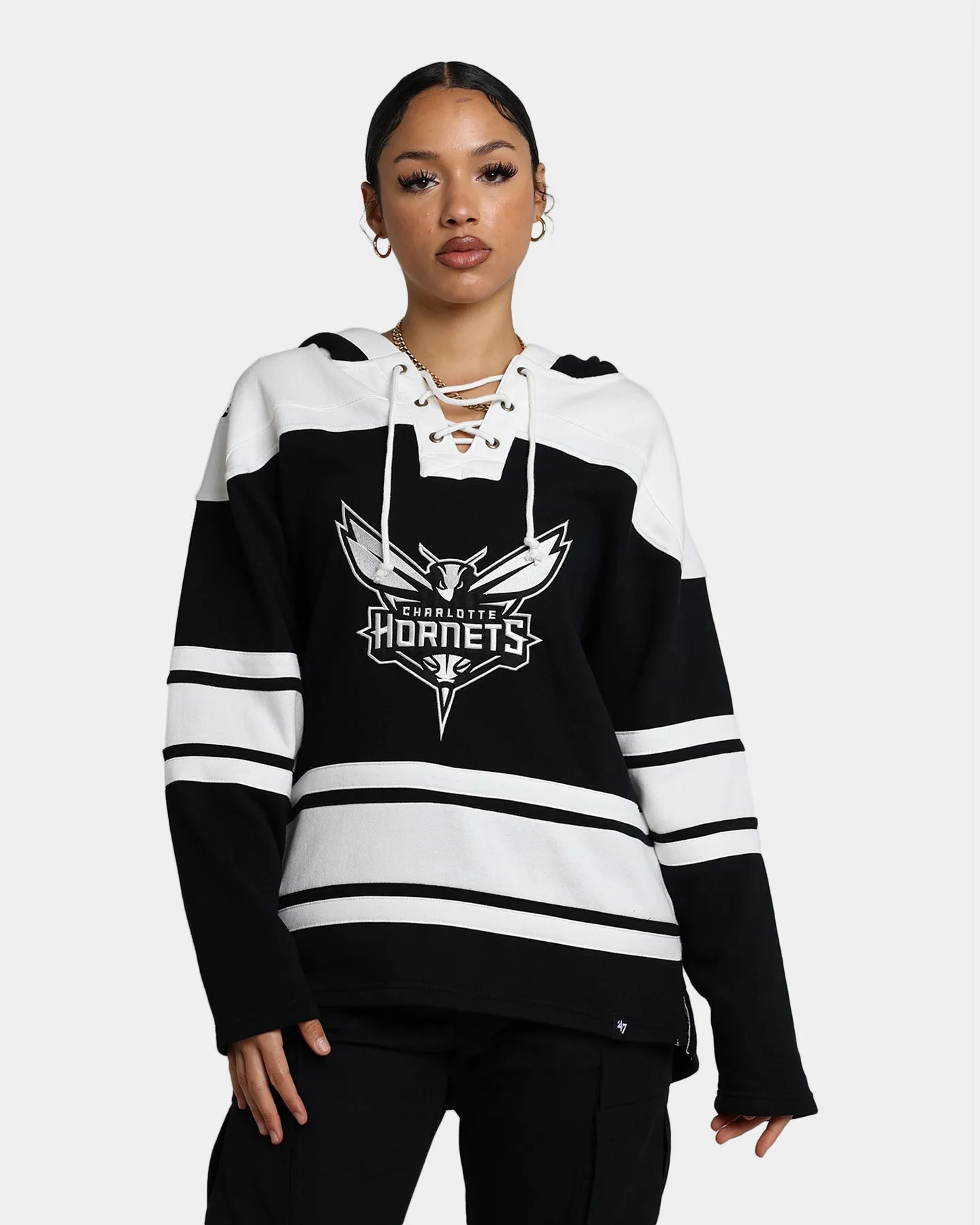 47 Brand Charlotte Hornets Superior Lacer Hoodie Jet Black sold by Culture Kings