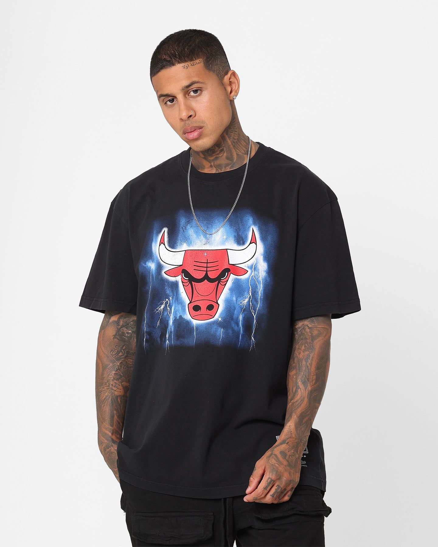 Mitchell & Ness Chicago Bulls Logo Lightning T-Shirt Black sold by Culture Kings