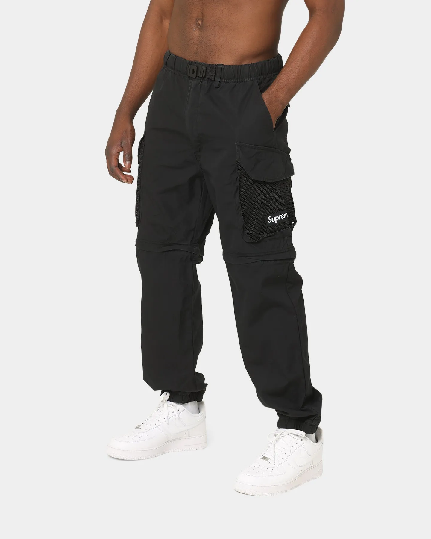 Supreme Mesh Pocket Belted Cargo Pants Black sold by Culture Kings