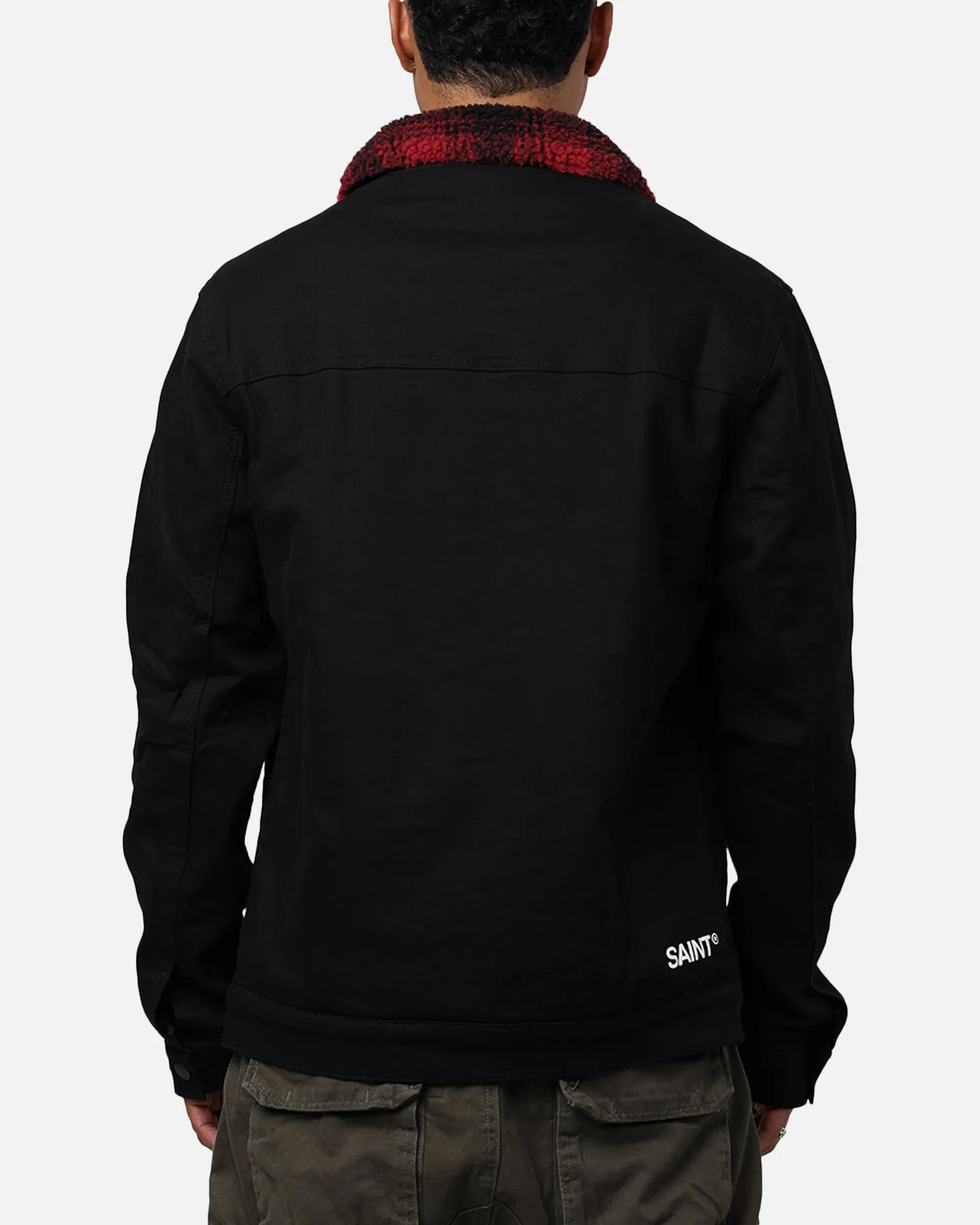 Saint Morta Men's Tartan Sherpa Denim Jacket Black/Red sold by Culture Kings product image thumbnail 2