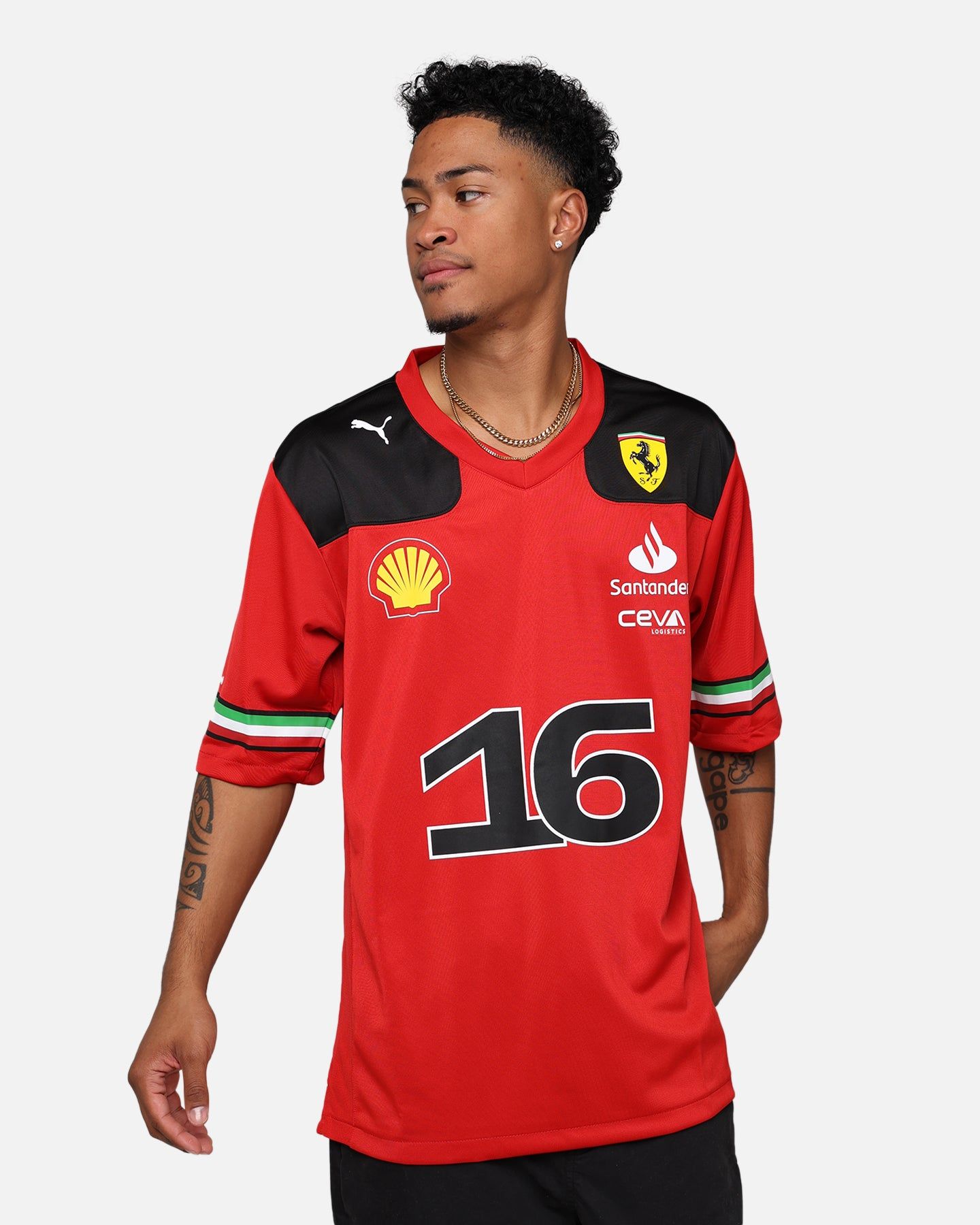 Puma X Scuderia Ferrari Charles Leclerc American Football Jersey Rosso Corsa sold by Culture Kings