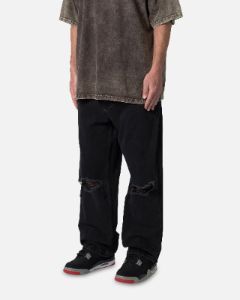 MNML Knee Distressed Ultra Baggy Denim Jeans Black sold by Culture Kings
