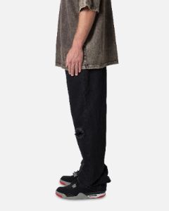 MNML Knee Distressed Ultra Baggy Denim Jeans Black sold by Culture Kings