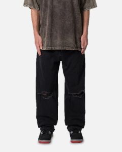 MNML Knee Distressed Ultra Baggy Denim Jeans Black sold by Culture Kings