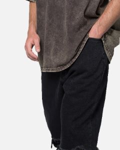 MNML Knee Distressed Ultra Baggy Denim Jeans Black sold by Culture Kings