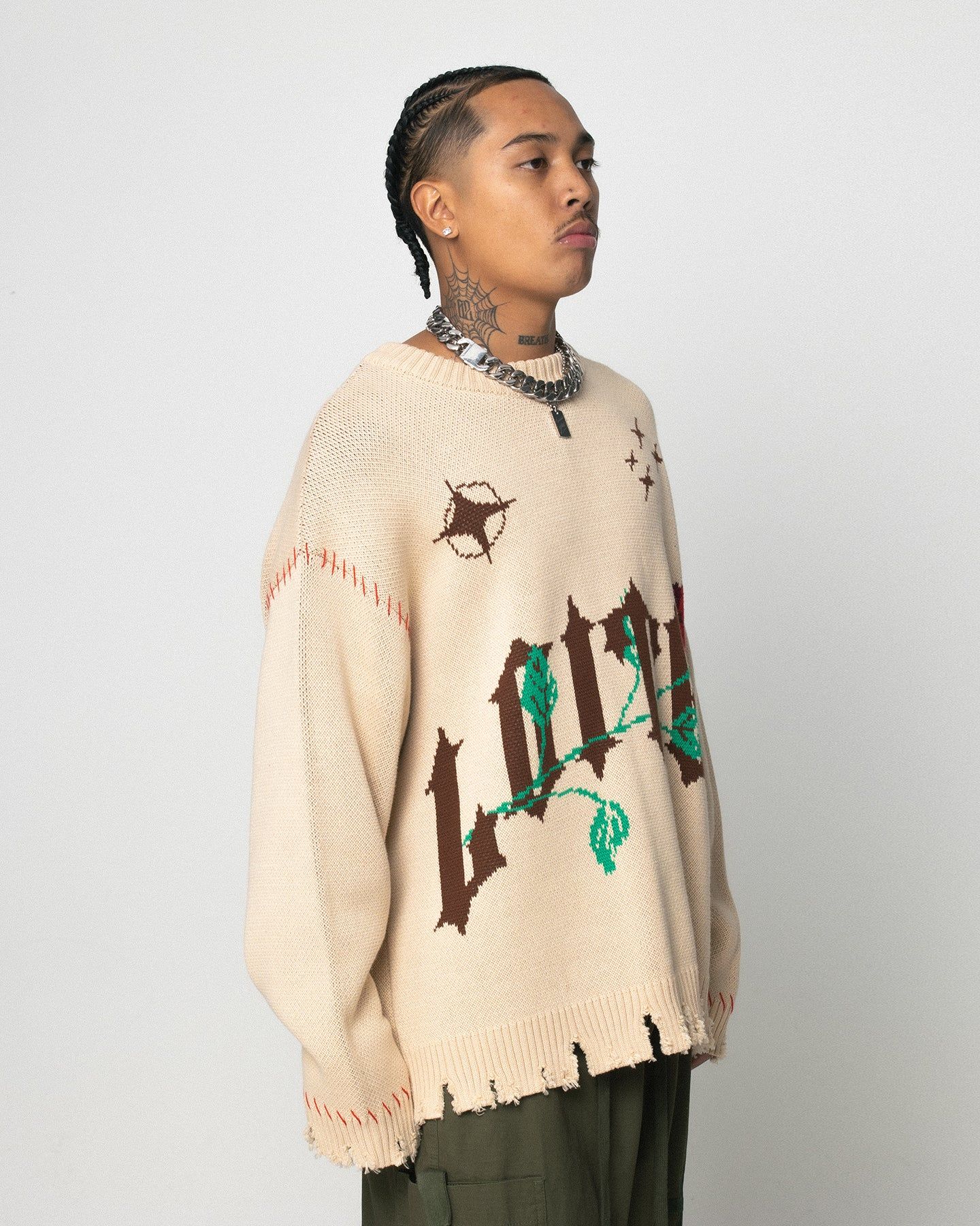 Loiter Fable Distressed Knit Sweater Stone sold by Culture Kings product image thumbnail 7