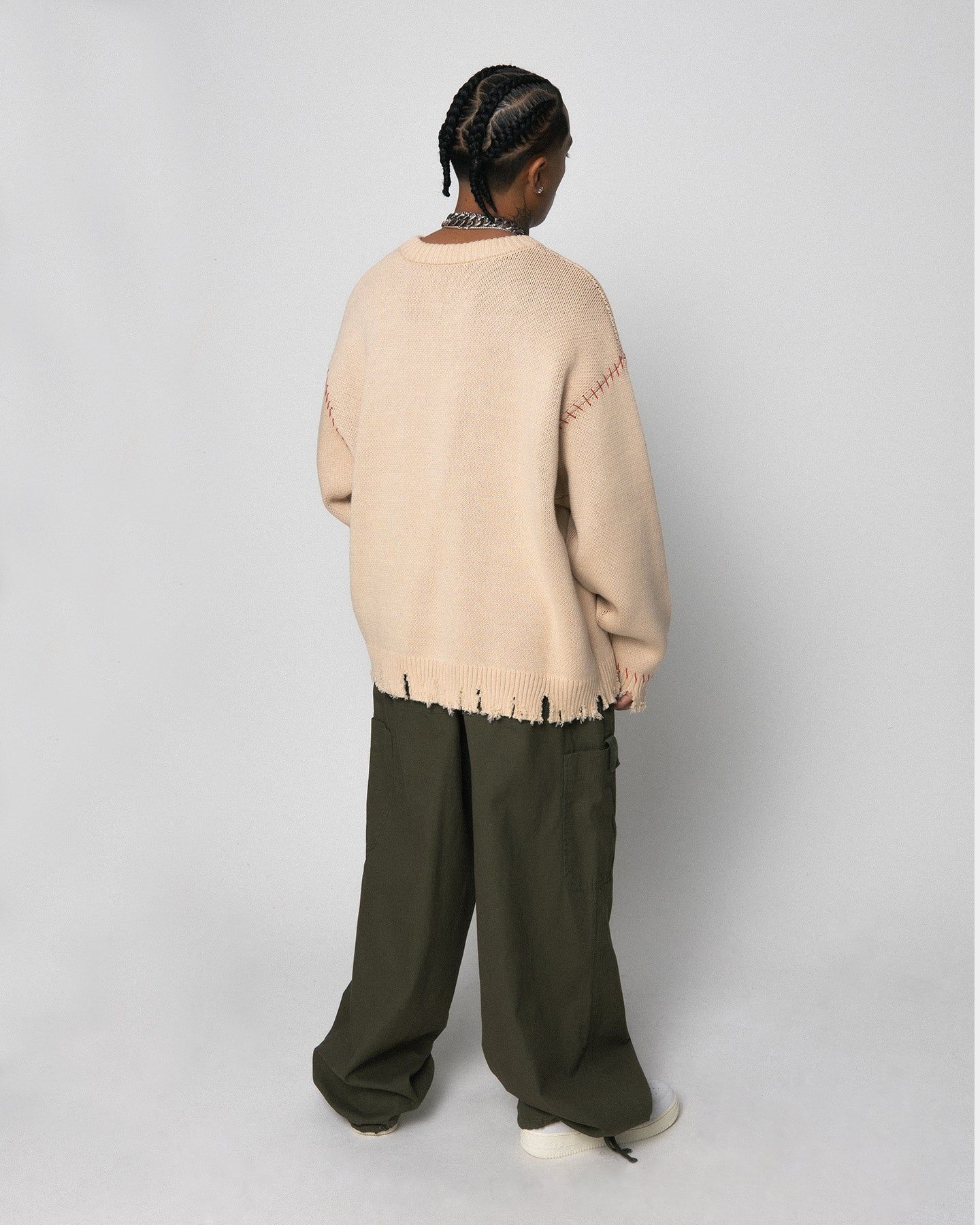 Loiter Fable Distressed Knit Sweater Stone sold by Culture Kings product image thumbnail 4