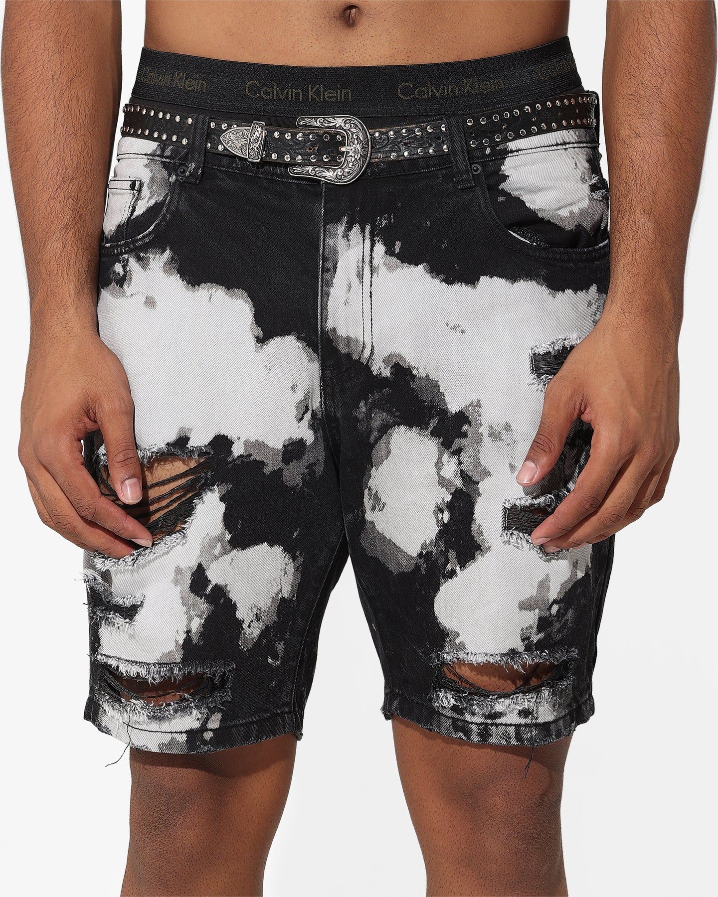 Saint Morta Splat Destroyer Denim Shorts Black/Grey sold by Culture Kings product image thumbnail 7