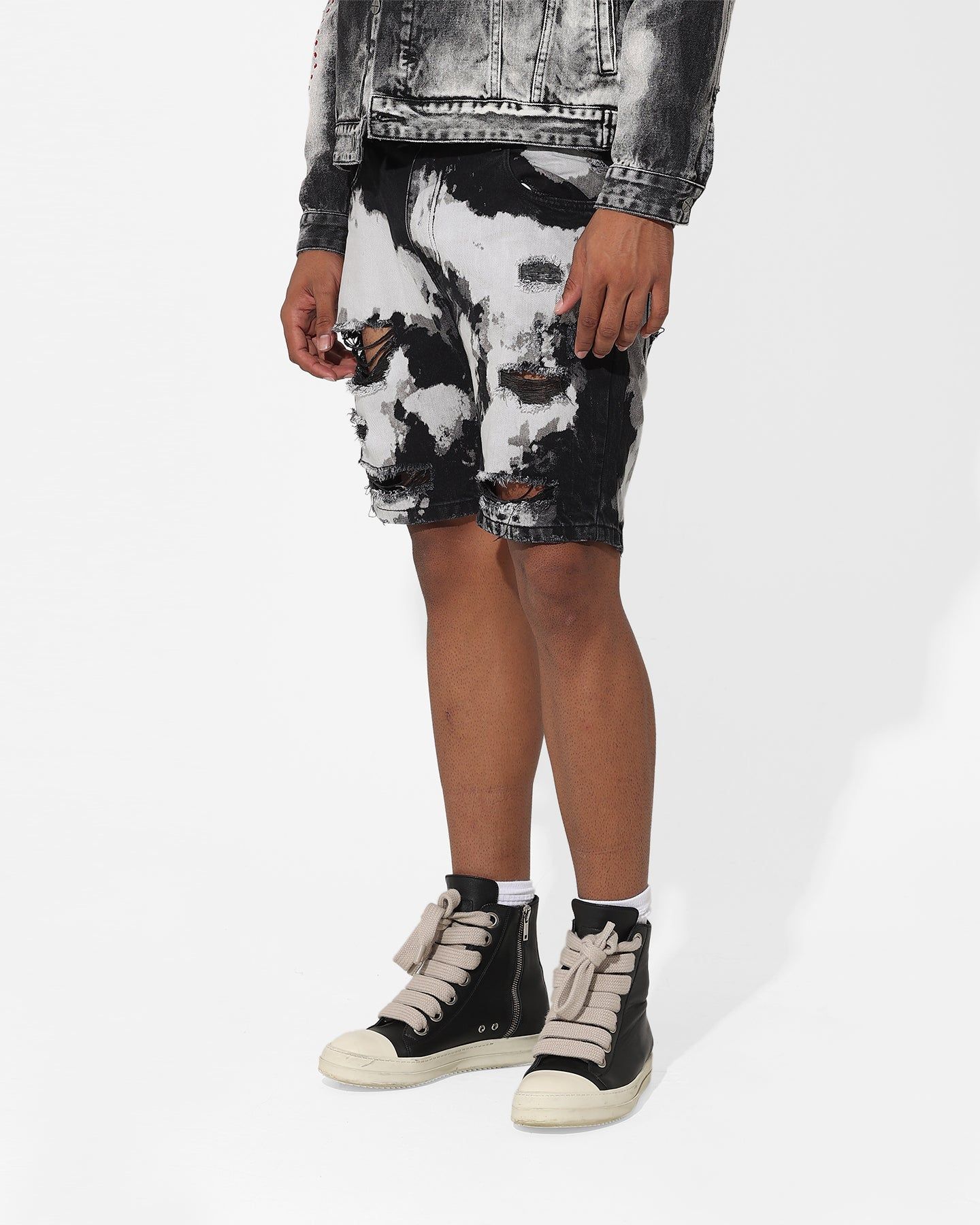 Saint Morta Splat Destroyer Denim Shorts Black/Grey sold by Culture Kings product image thumbnail 6