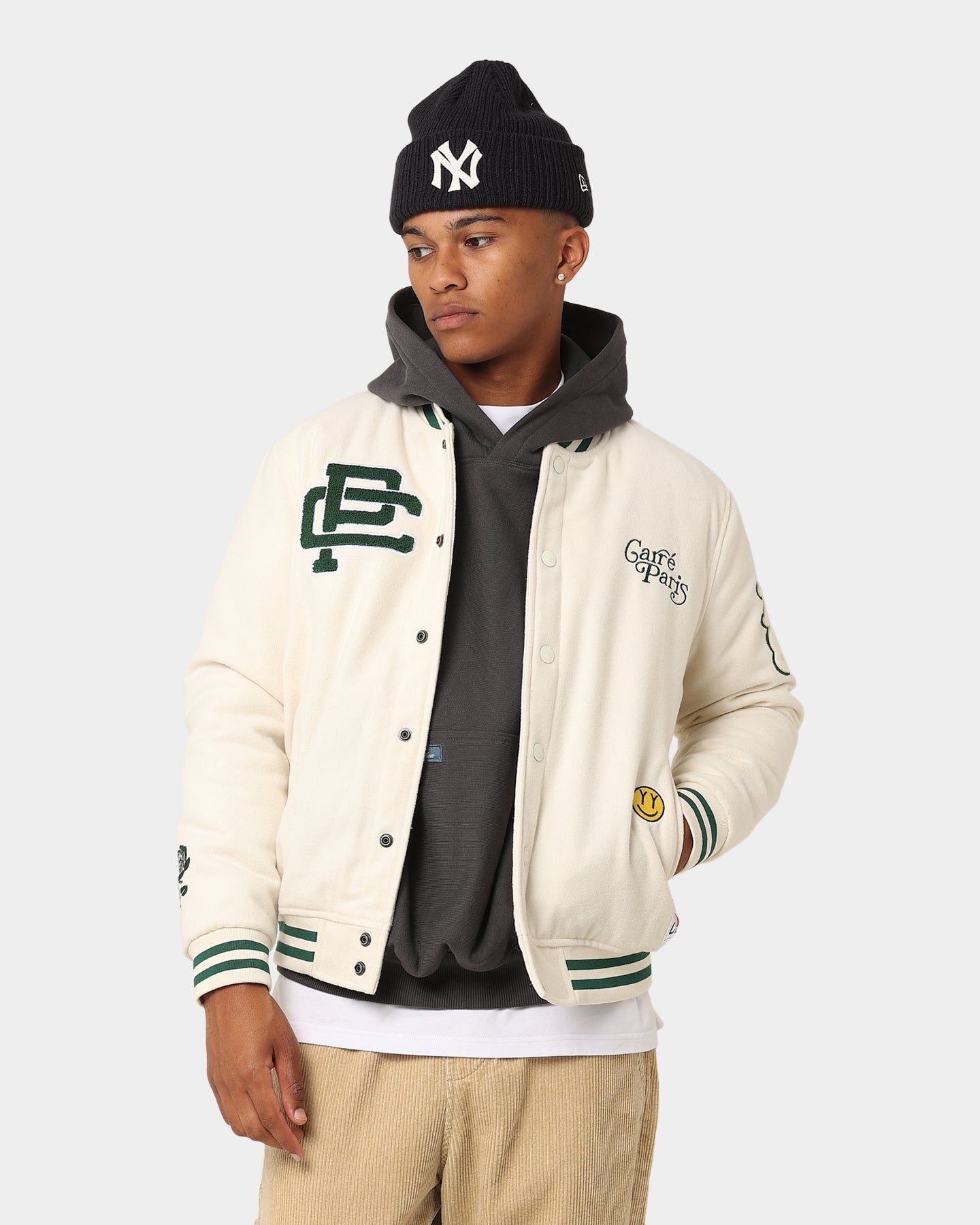 Carre Peace Varsity Jacket Off White/Green sold by Culture Kings product image thumbnail 3