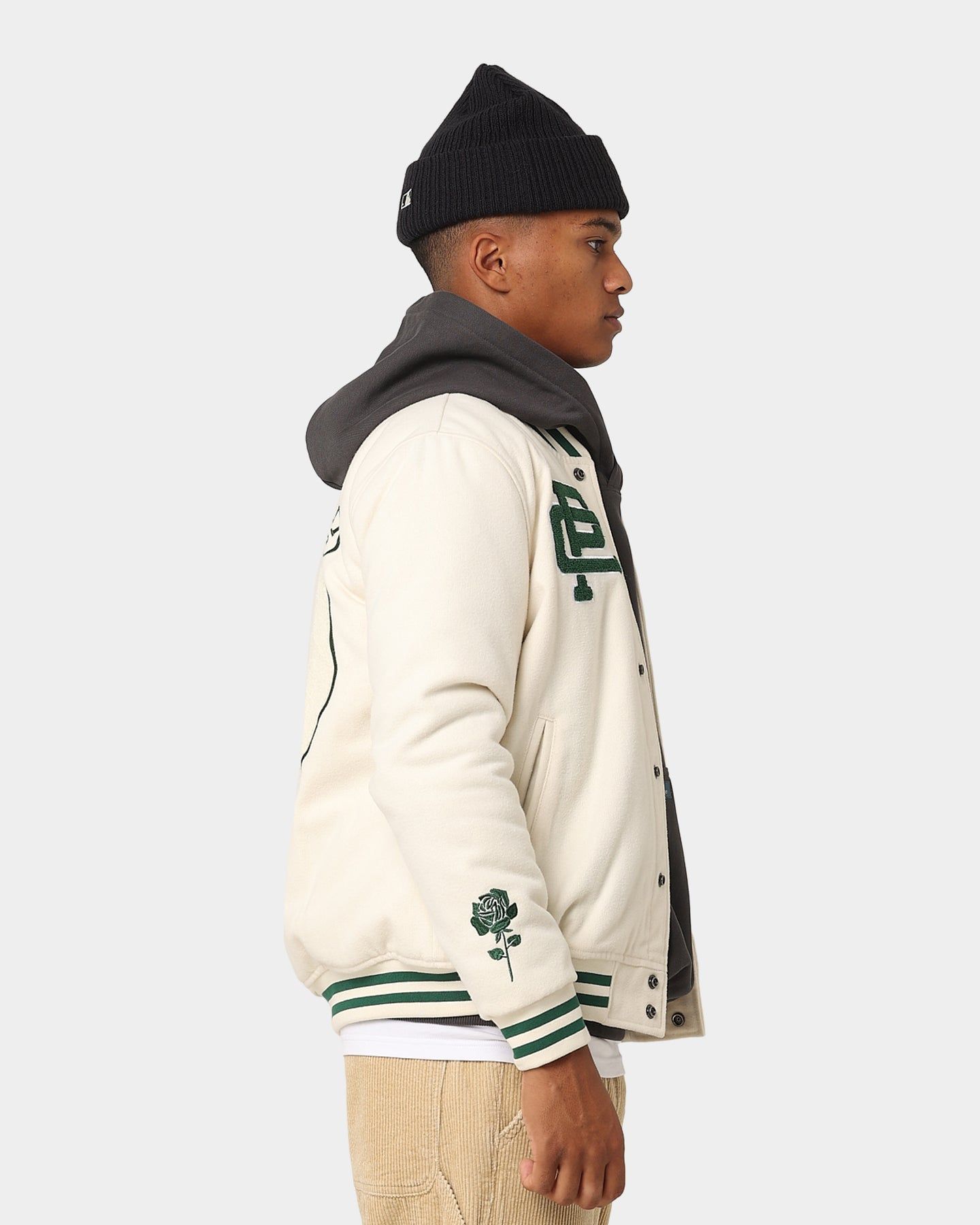 Carre Peace Varsity Jacket Off White/Green sold by Culture Kings product image thumbnail 8