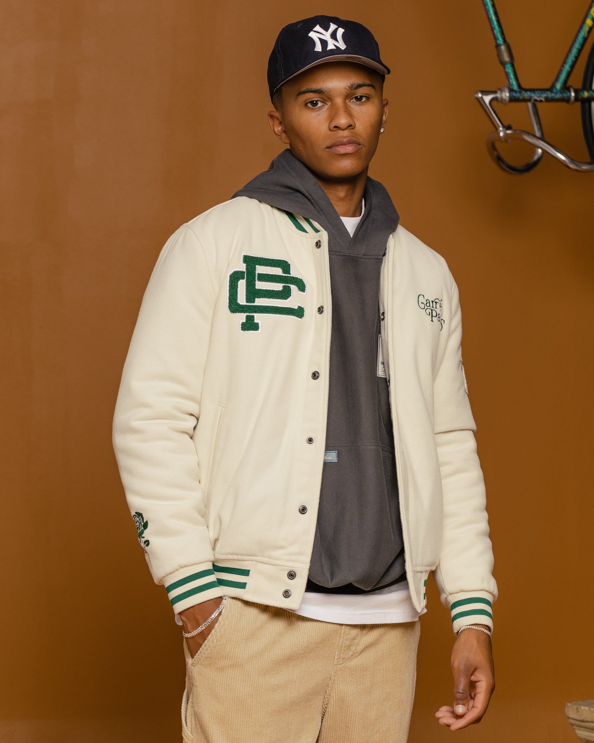 Carre Peace Varsity Jacket Off White/Green sold by Culture Kings