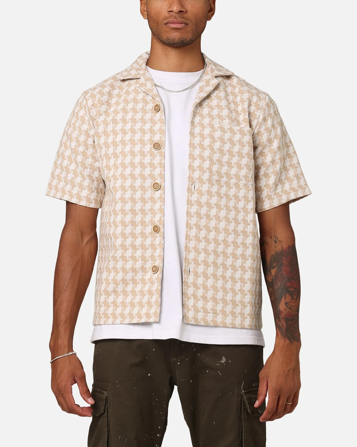 XXIII Jacquard Weave Button Up Shirt Cream/White sold by Culture Kings