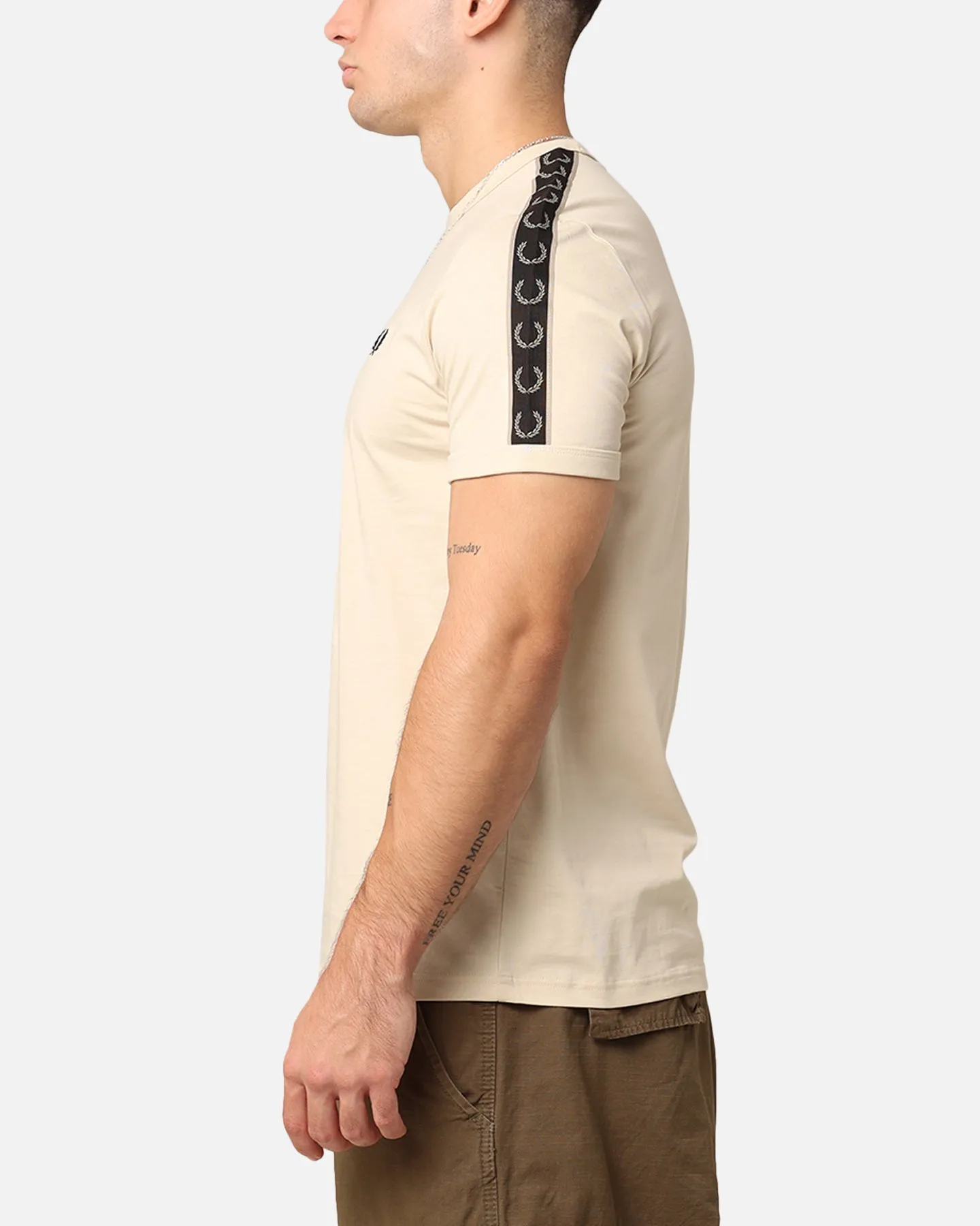 Fred Perry Contrast Tape Ringer T-Shirt Oatmeal/Warm Grey sold by Culture Kings product image thumbnail 5