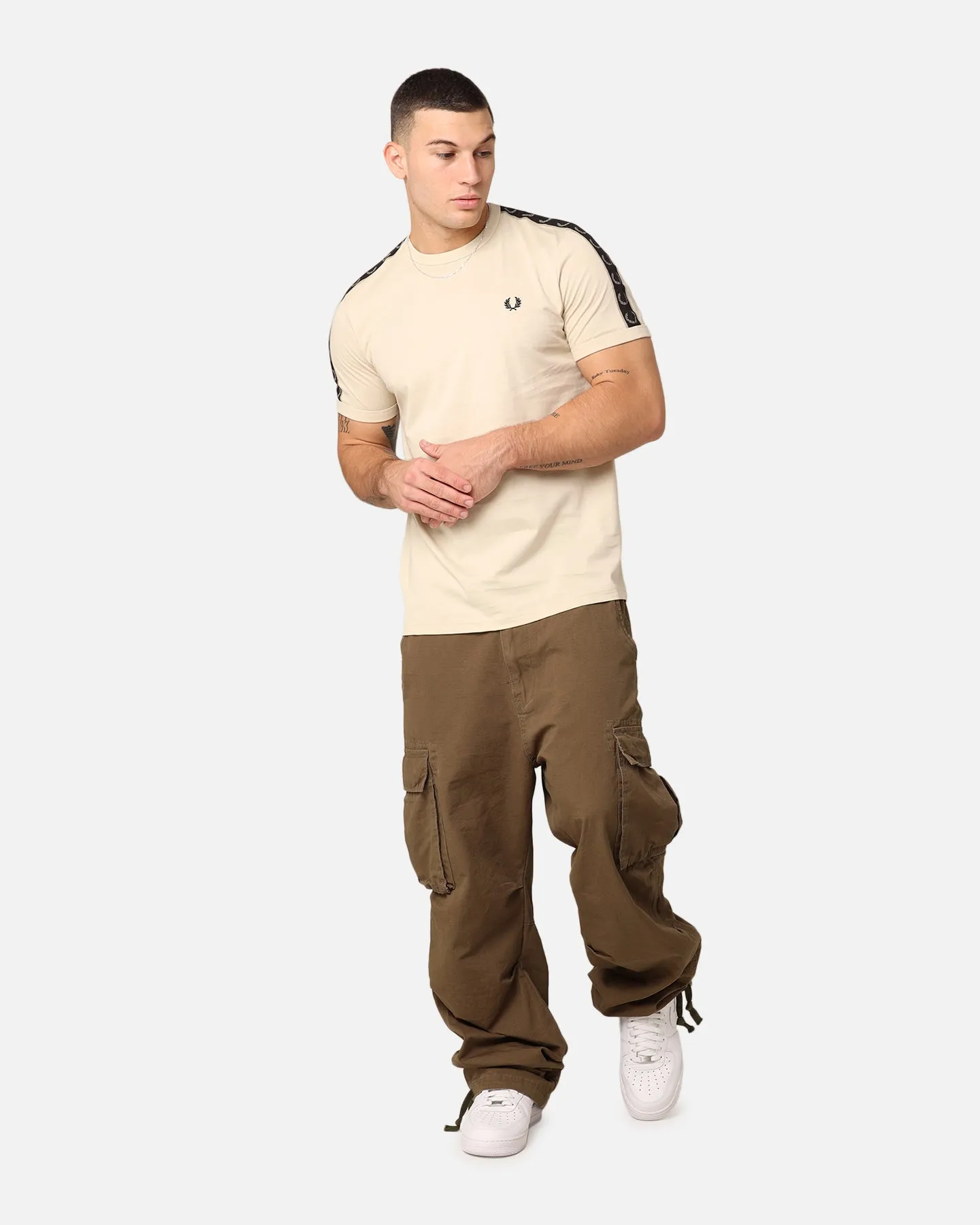 Fred Perry Contrast Tape Ringer T-Shirt Oatmeal/Warm Grey sold by Culture Kings product image thumbnail 2